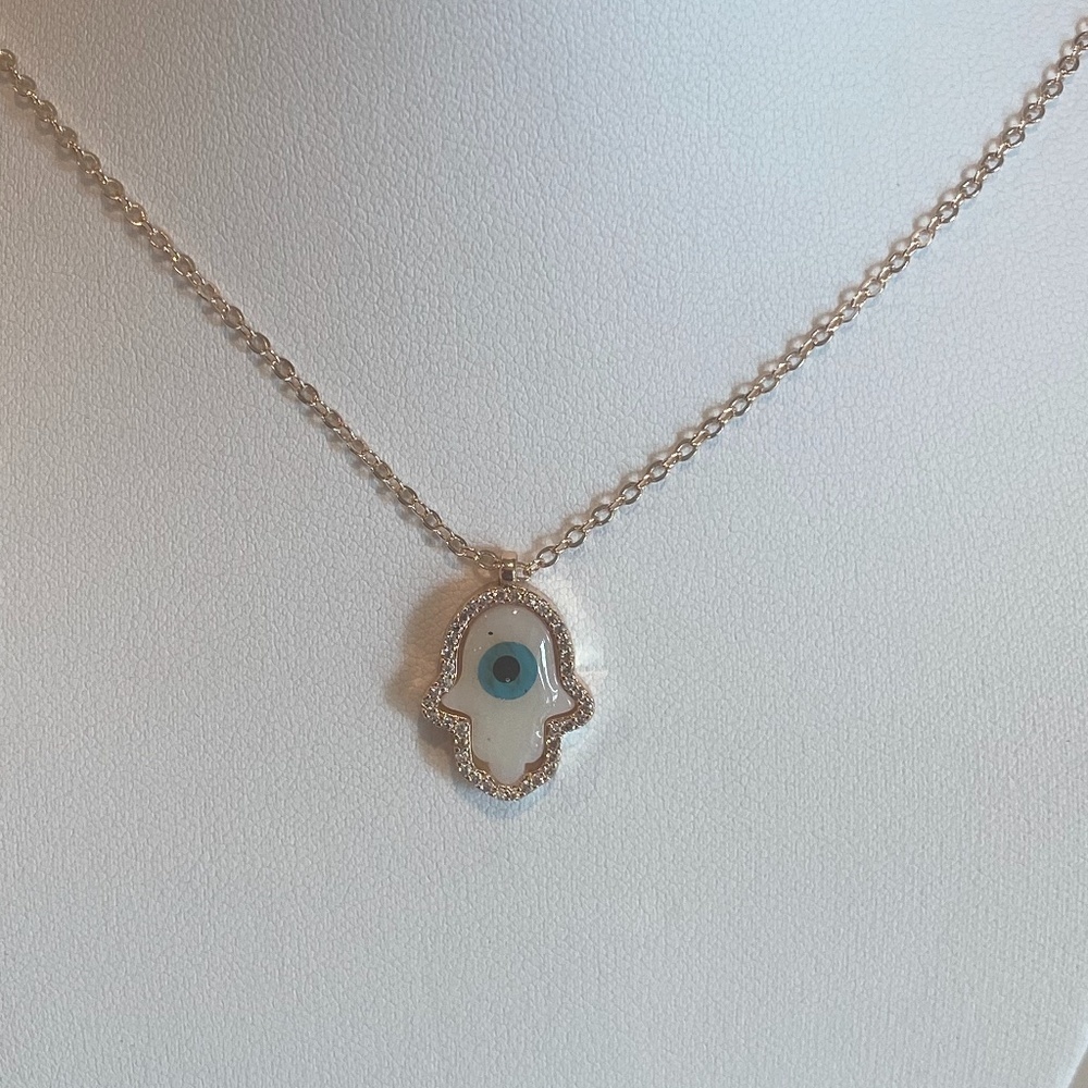 Evil eye Hamsa pendant wit chain #0031